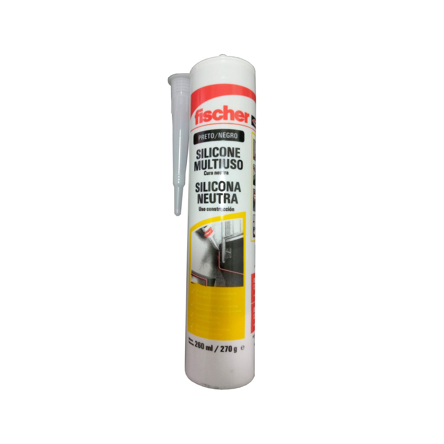 Sellador Silicona Neutra Negra Fischer X 260ml