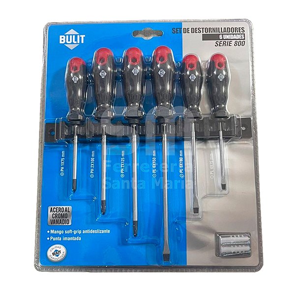 Set 6 Destornilladores Philips y Planos Cromo Vanadio Bulit