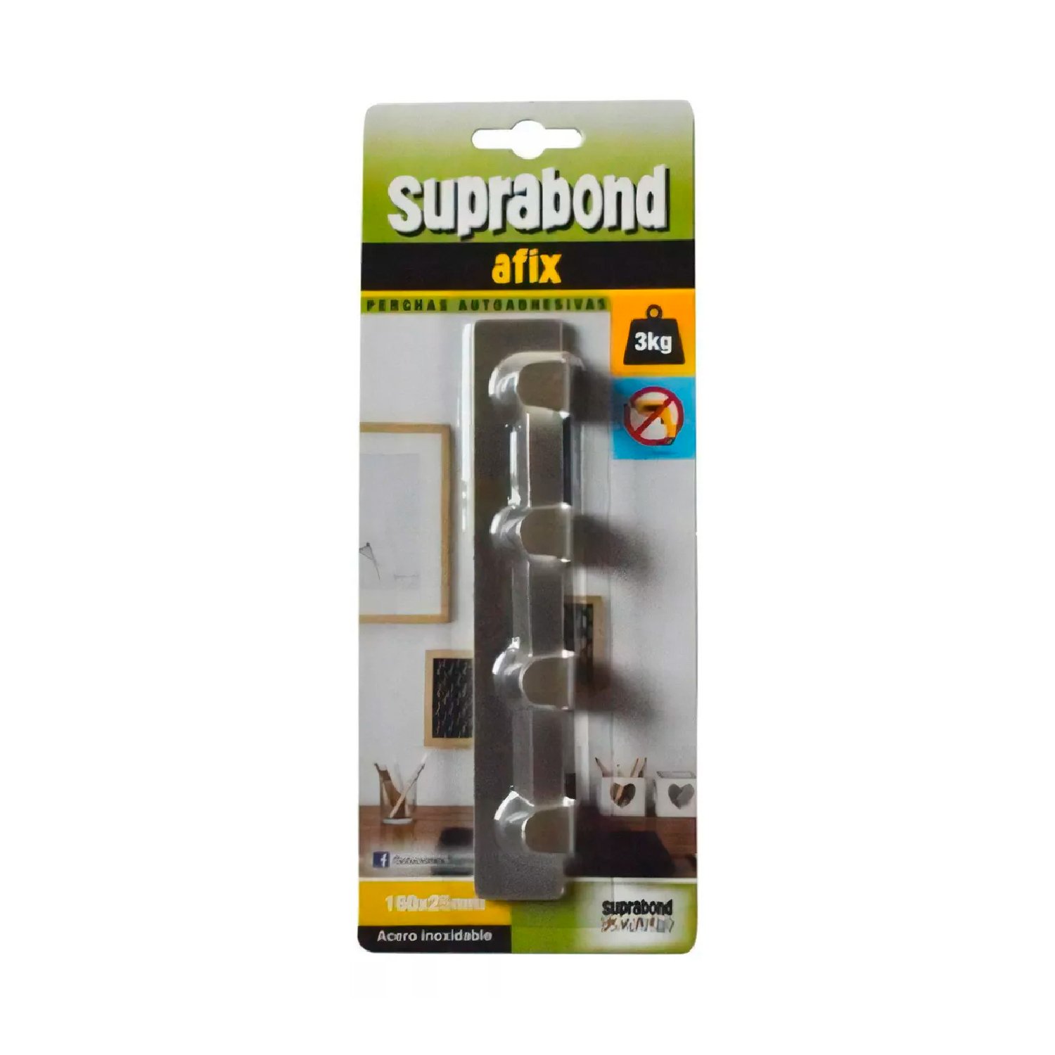 Perchero Acero Inoxidable Autoadhesivo 3kg Suprabond
