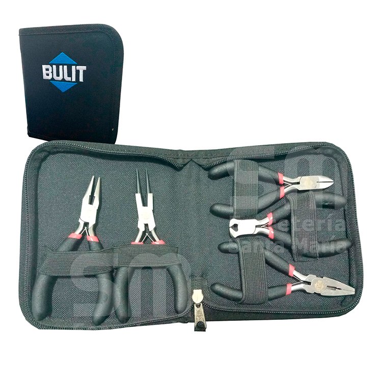Set 5 Pinzas de Precisión 4.5 C/ Estuche Bulit S600