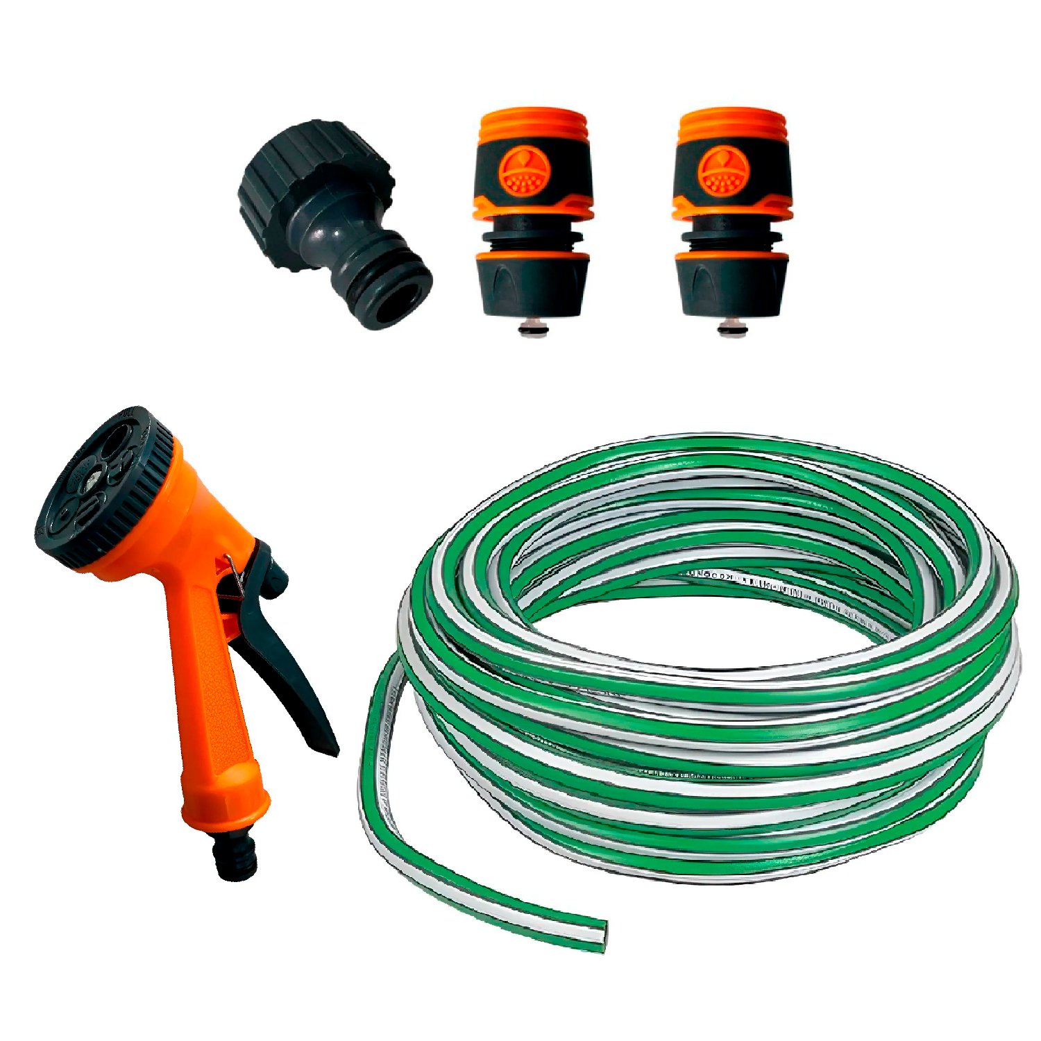 Combo Riego Manguera 15m + Pistola 5 Pos + Acoples