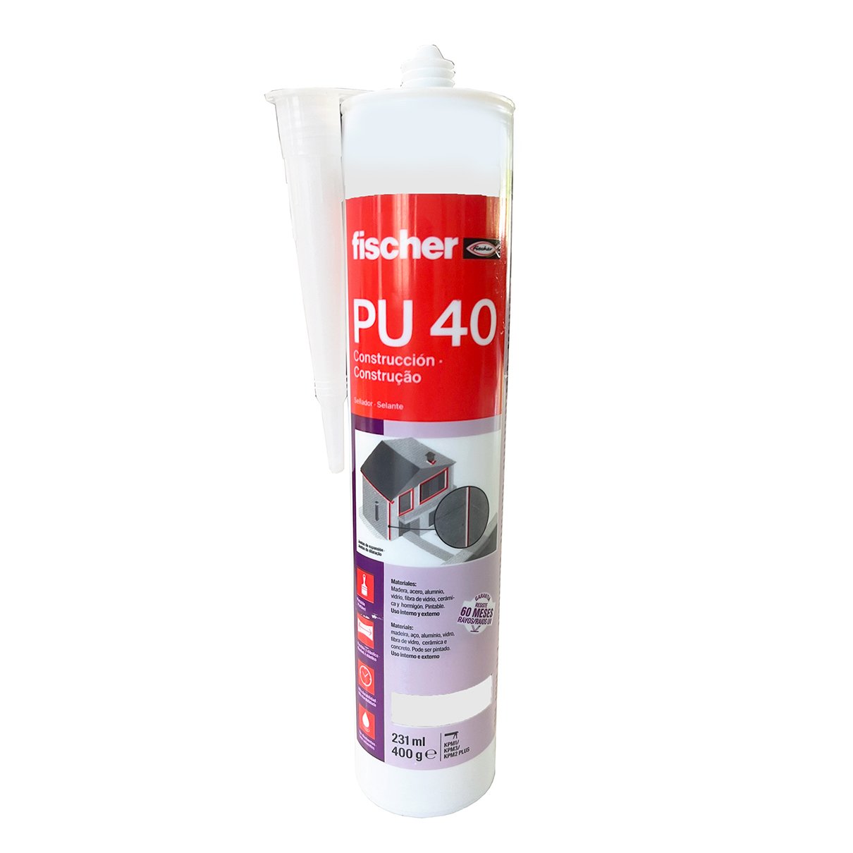Sellador Construcción Pu 40 Blanco 400gr Cartucho Fischer · foto 1