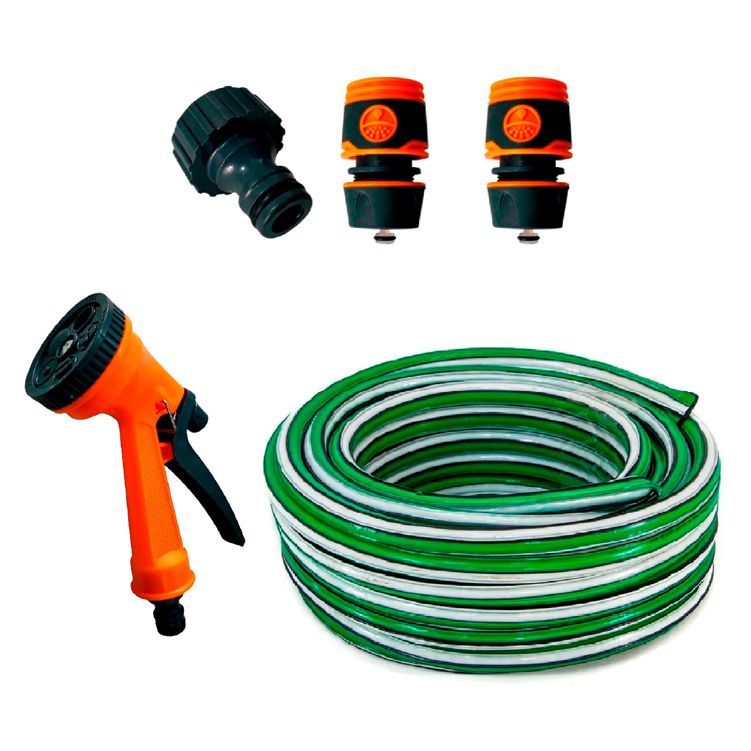Combo Riego Manguera 25m + Pistola 5 Pos + Acoples
