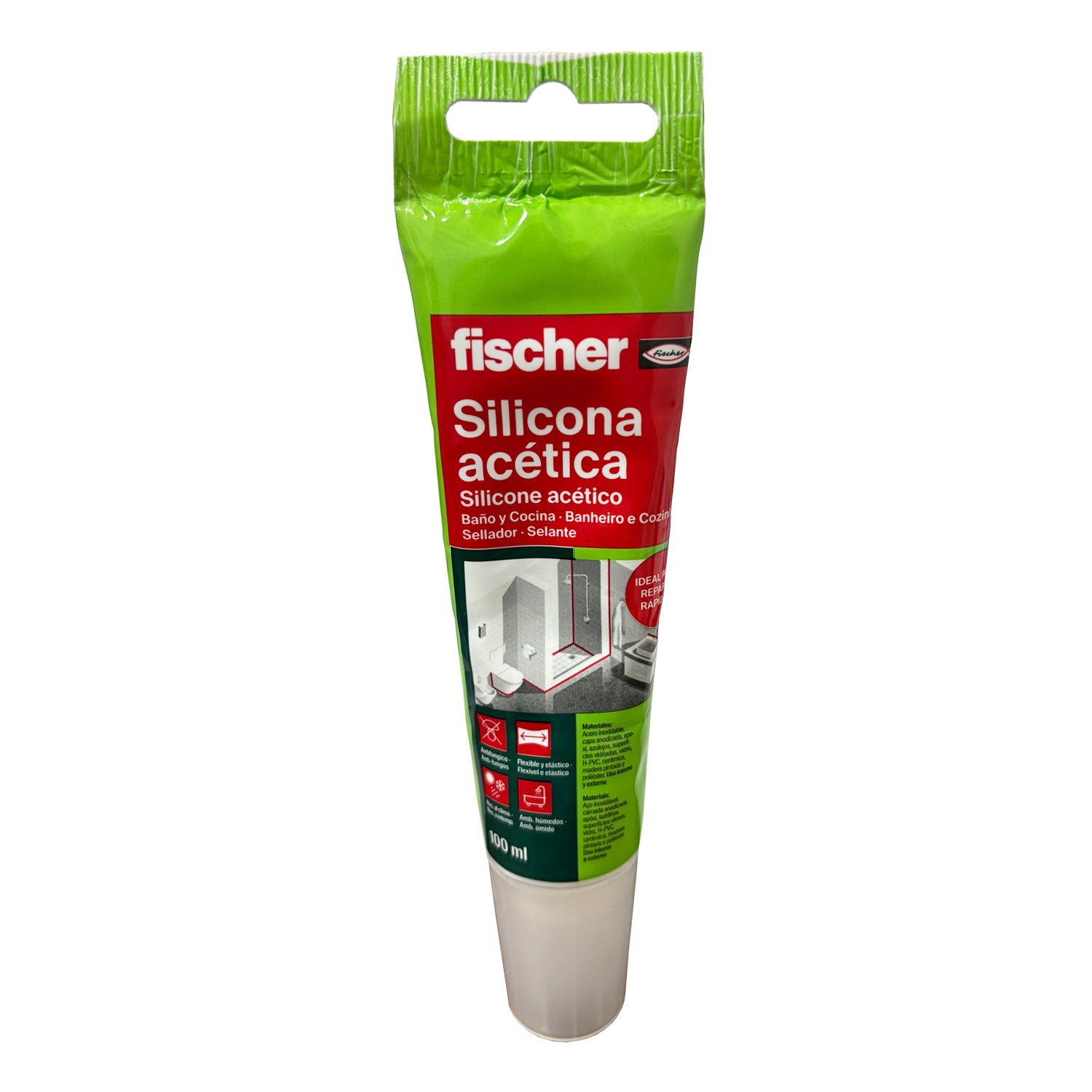 Silicona Acética Transparente Minitube X 100ml Fischer