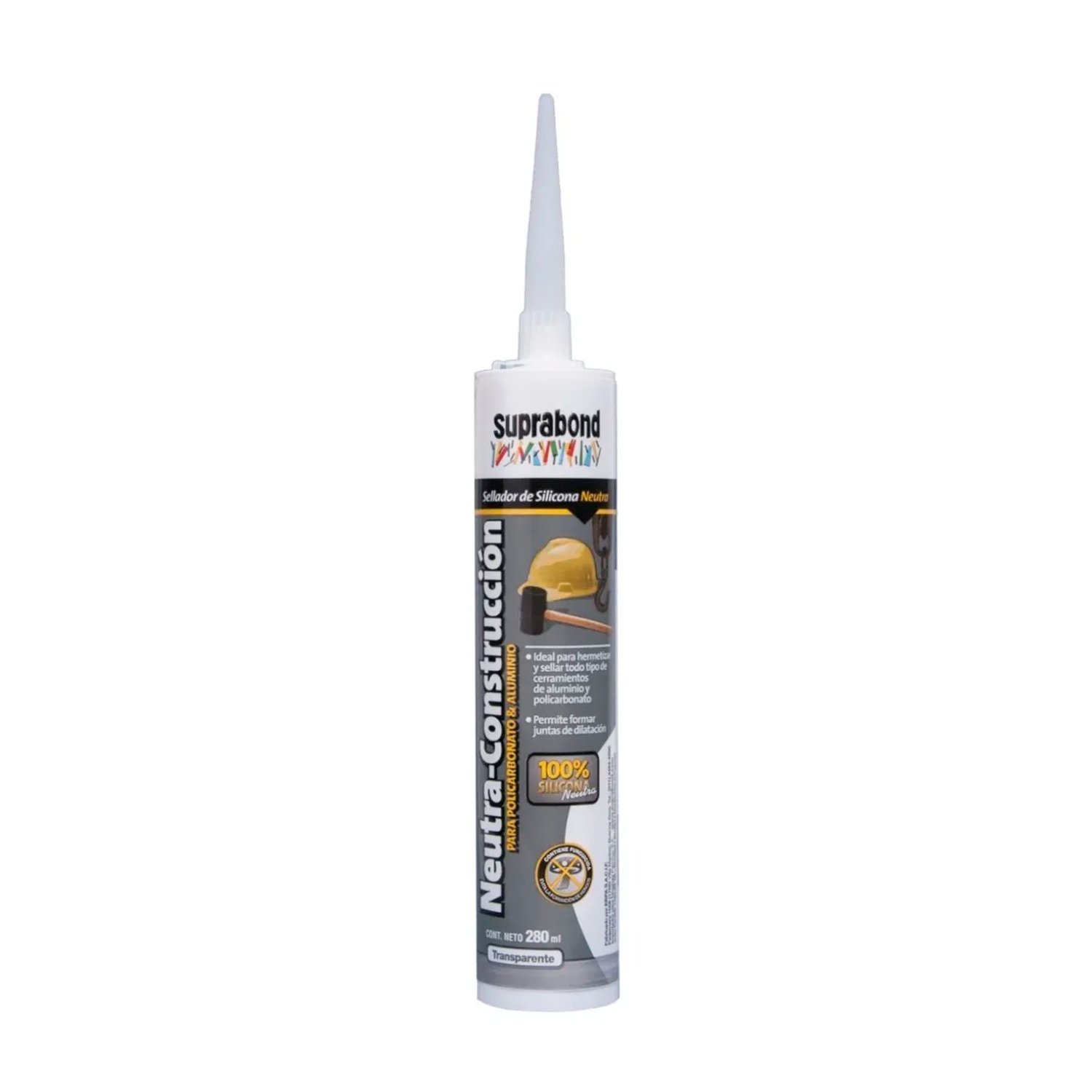 Sellador Silicona Neutra Transparente Suprabond Construccion 280ml