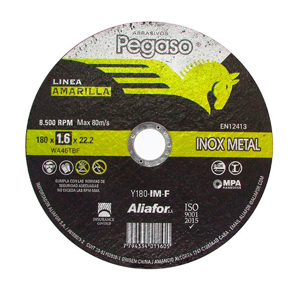 Disco Corte 180x1.6 (7 Pulg) Plano Inox/metal Pegaso Aliafor