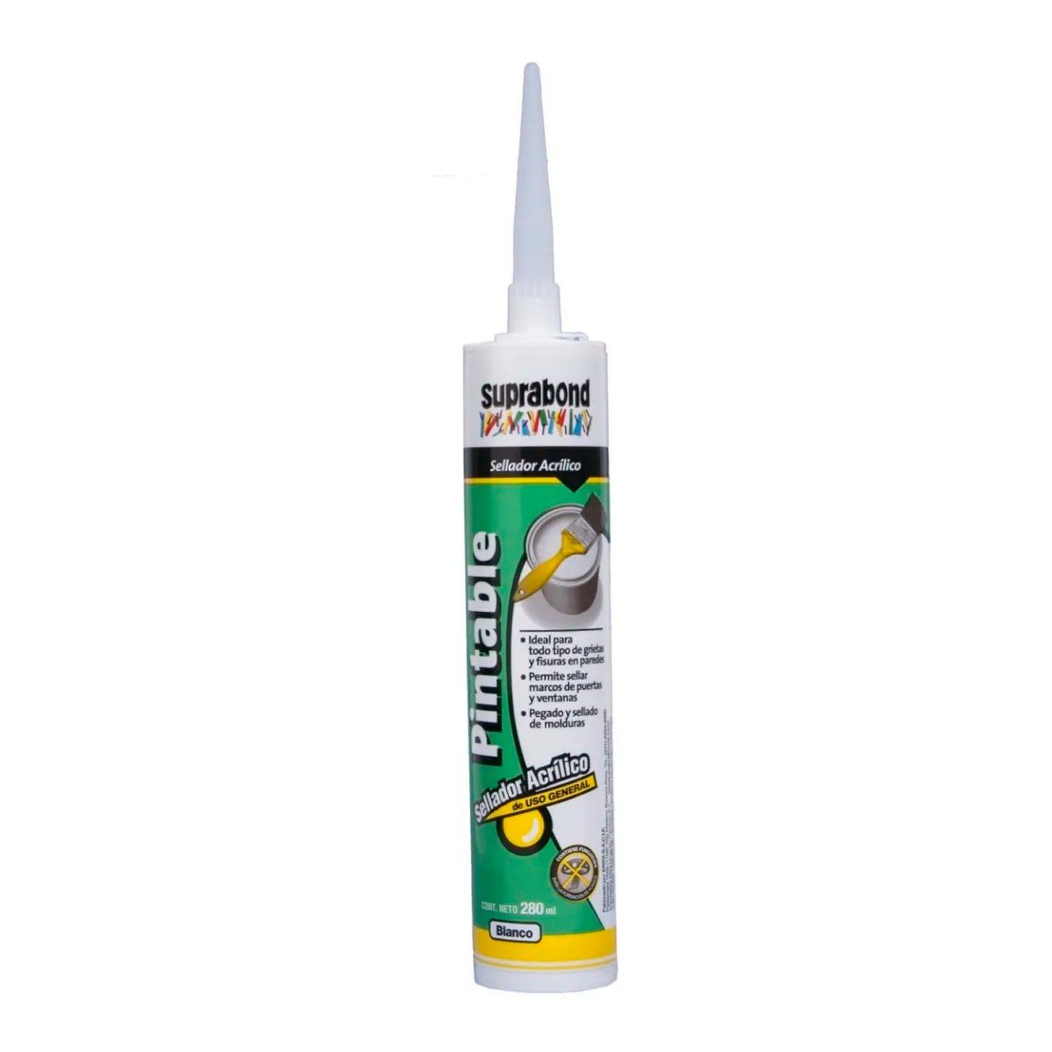 Sellador Acrilico Pintable Blanco Suprabond Cartucho 280gr
