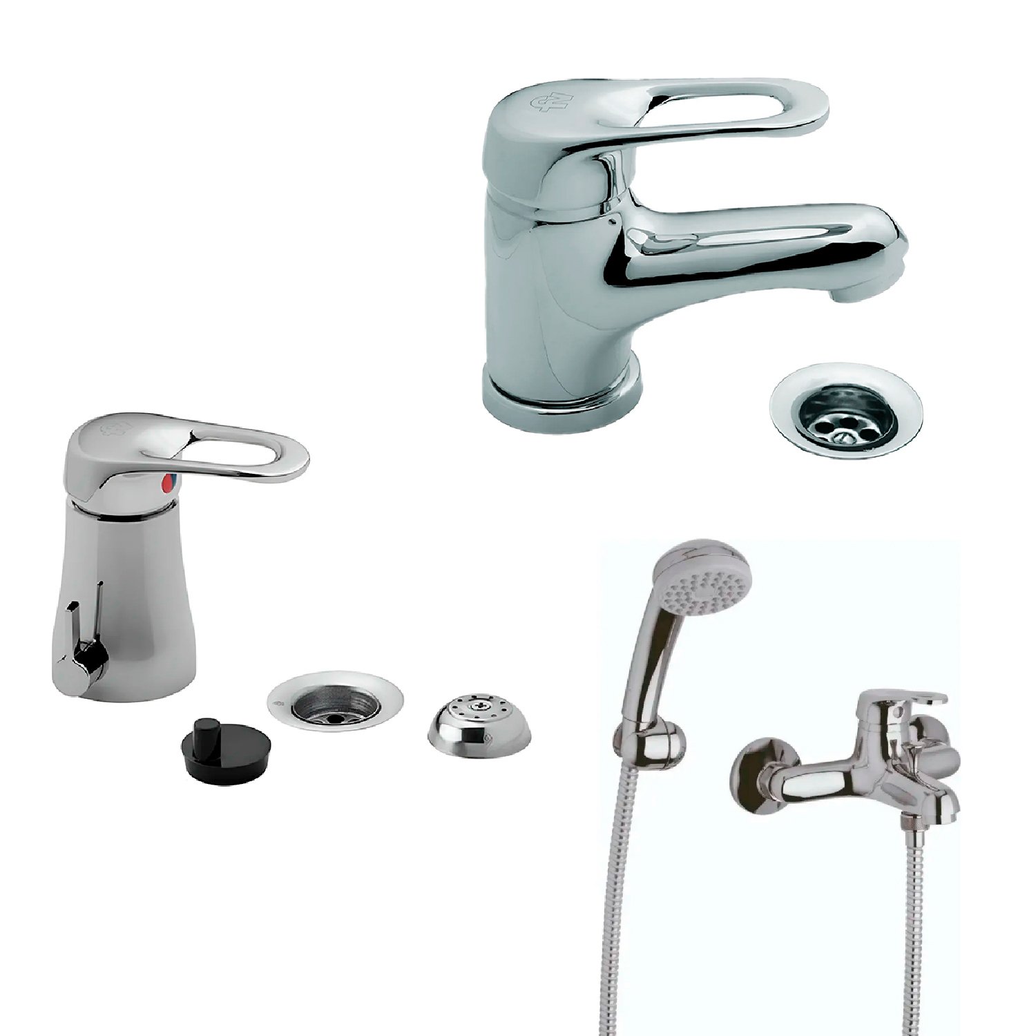 Combo Griferia Baño Completo Monocomando Cromo Arizona Fv