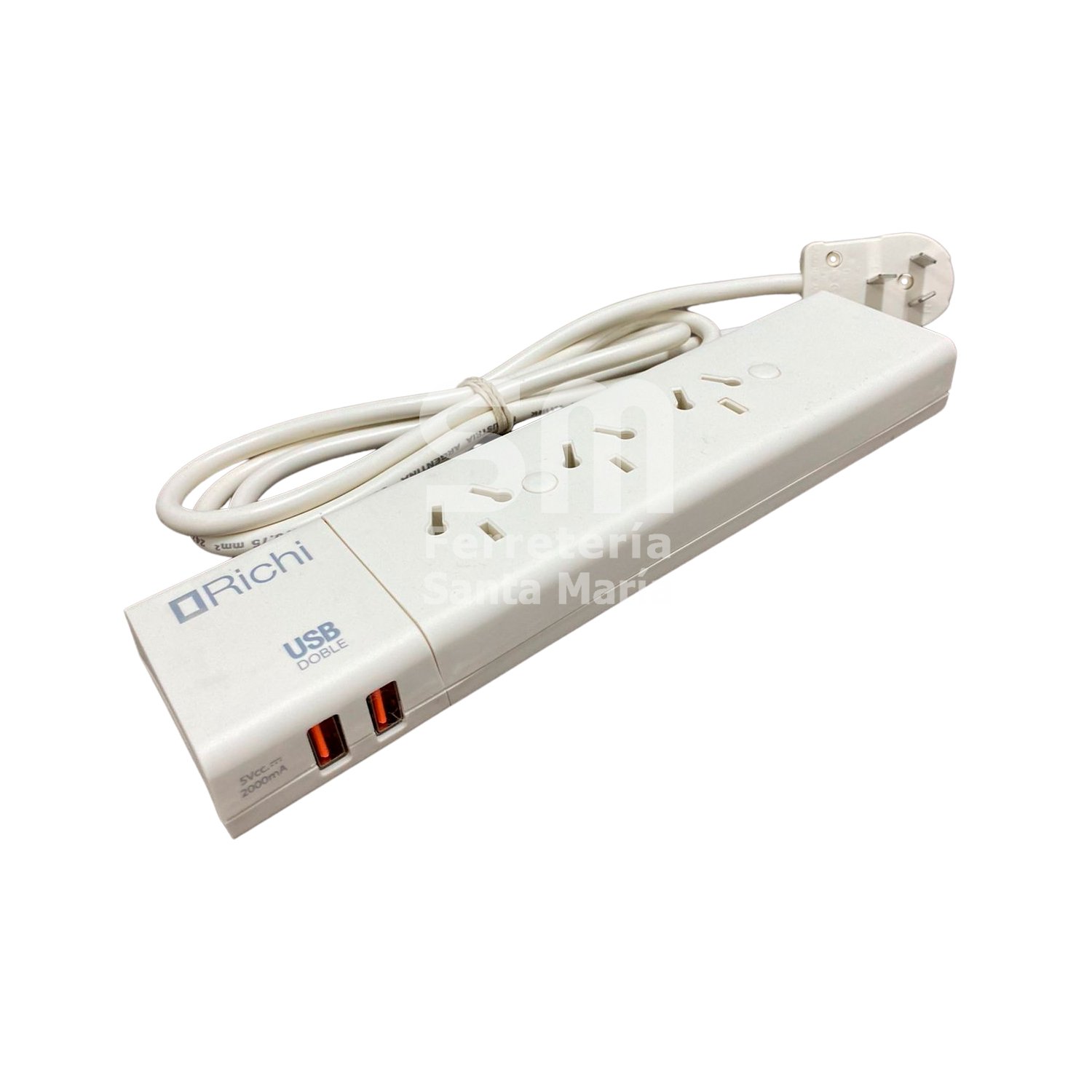 Zapatilla 3 Tomas+ 2 Usb Cable 1,5m C/ Prot. Térmica Richi