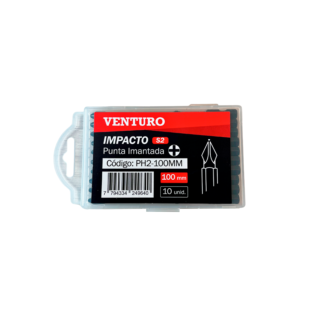 Punta Atornillador Ph2x100mm X10uni Impacto Imantada Venturo