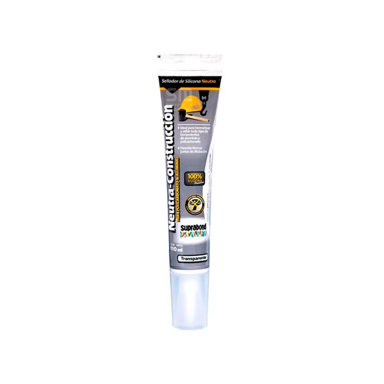 Sellador Silicona Neutra Transparente Suprabond Construcción 110ml