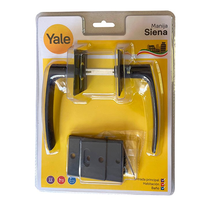 Manija Siena Negro Mate Picaporte Doble Ac. Inox. Yale