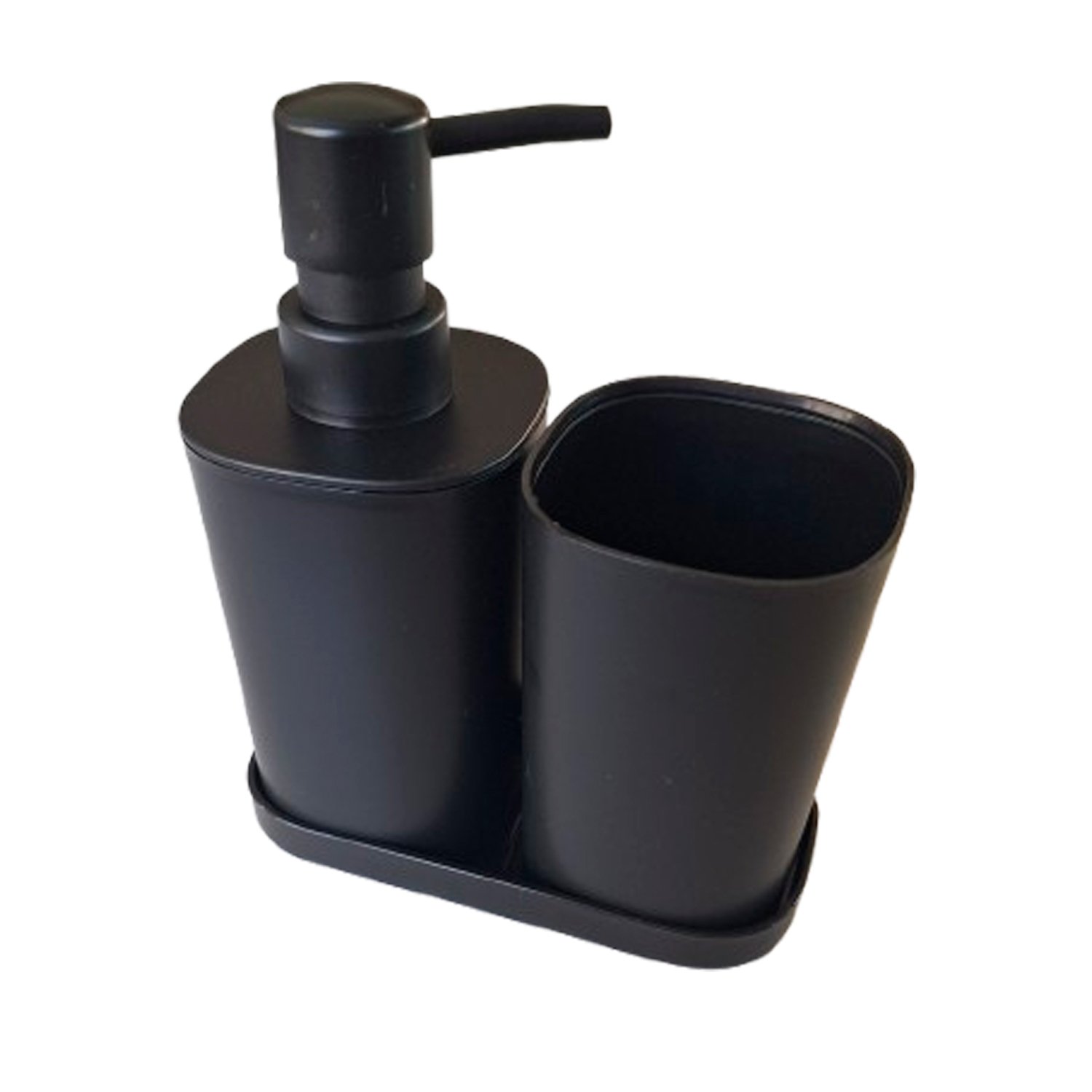 Dispenser Jabón Líquido + Vaso + Jabonera Pvc Negro Daccord