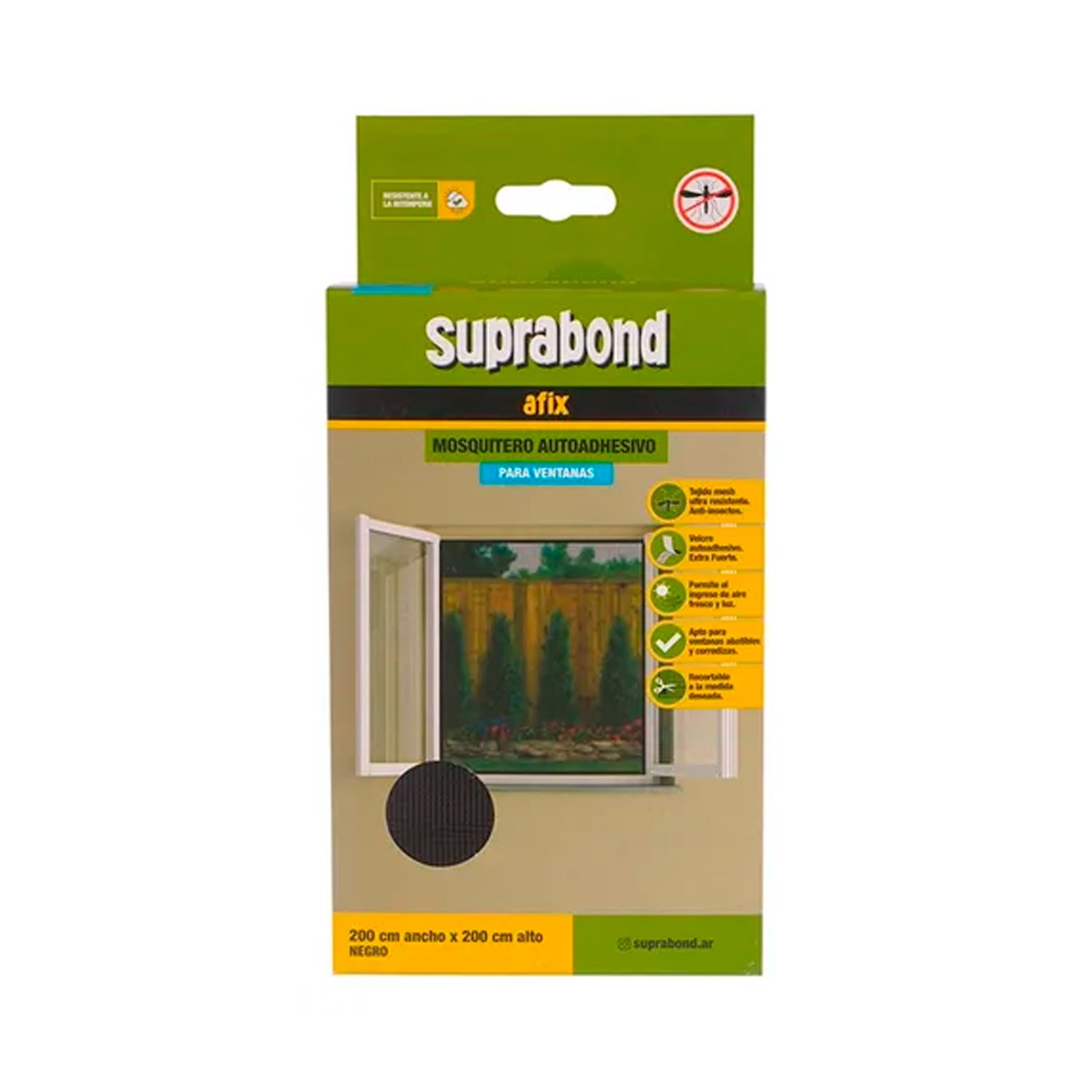 Mosquitero Autoadhesivo P/ Ventana 2x2m Negro Suprabond