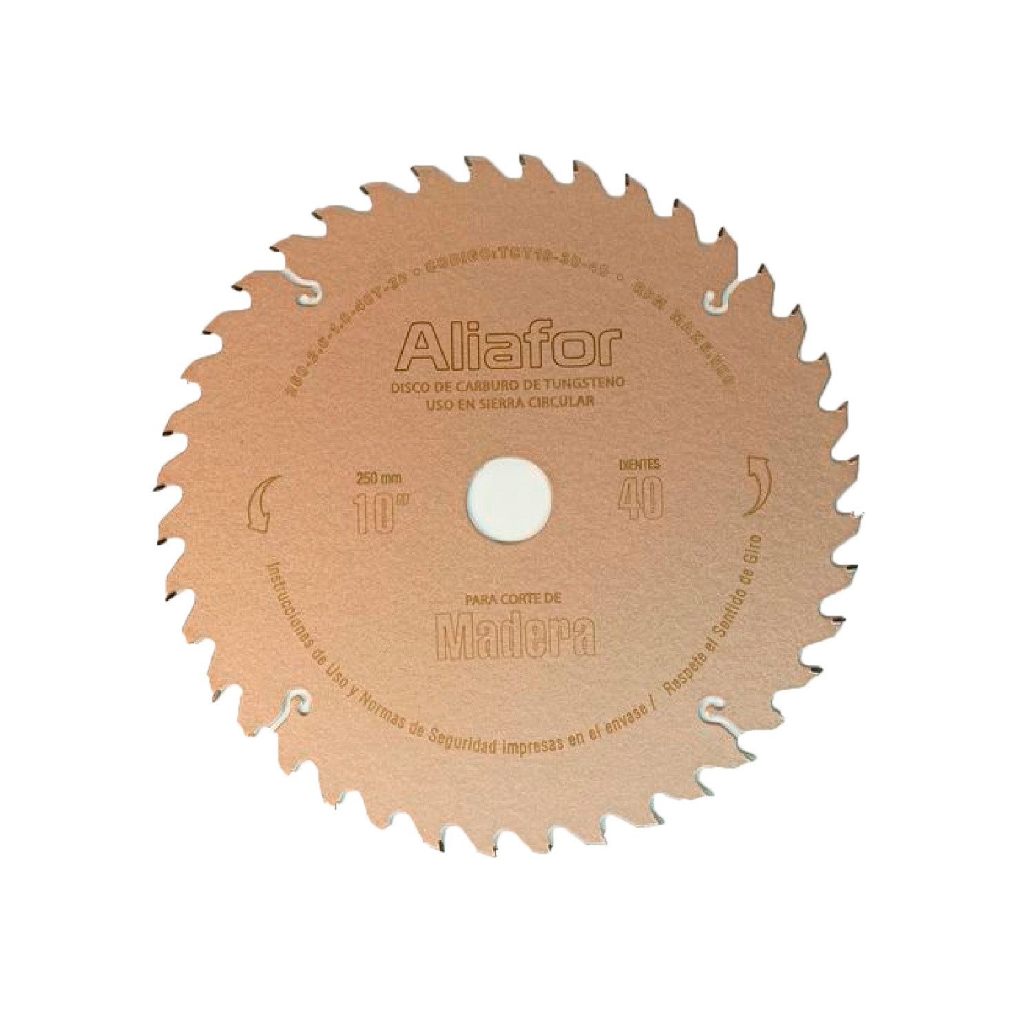 Disco P/ Madera 10pulg 250mm 40 Dientes Buje de 30 Aliafor