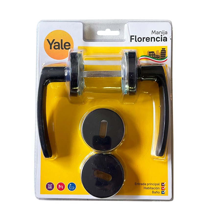 Manija Florencia Negro Mate Picaporte Doble Ac. Inox. Yale