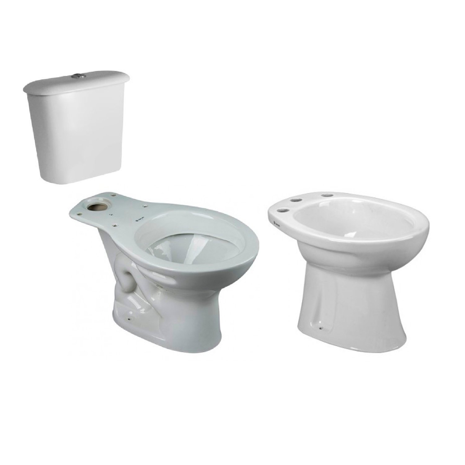 INODORO LARGO + DEPÓSITO APOYO + BIDET 3 AG FERRUM ANDINA