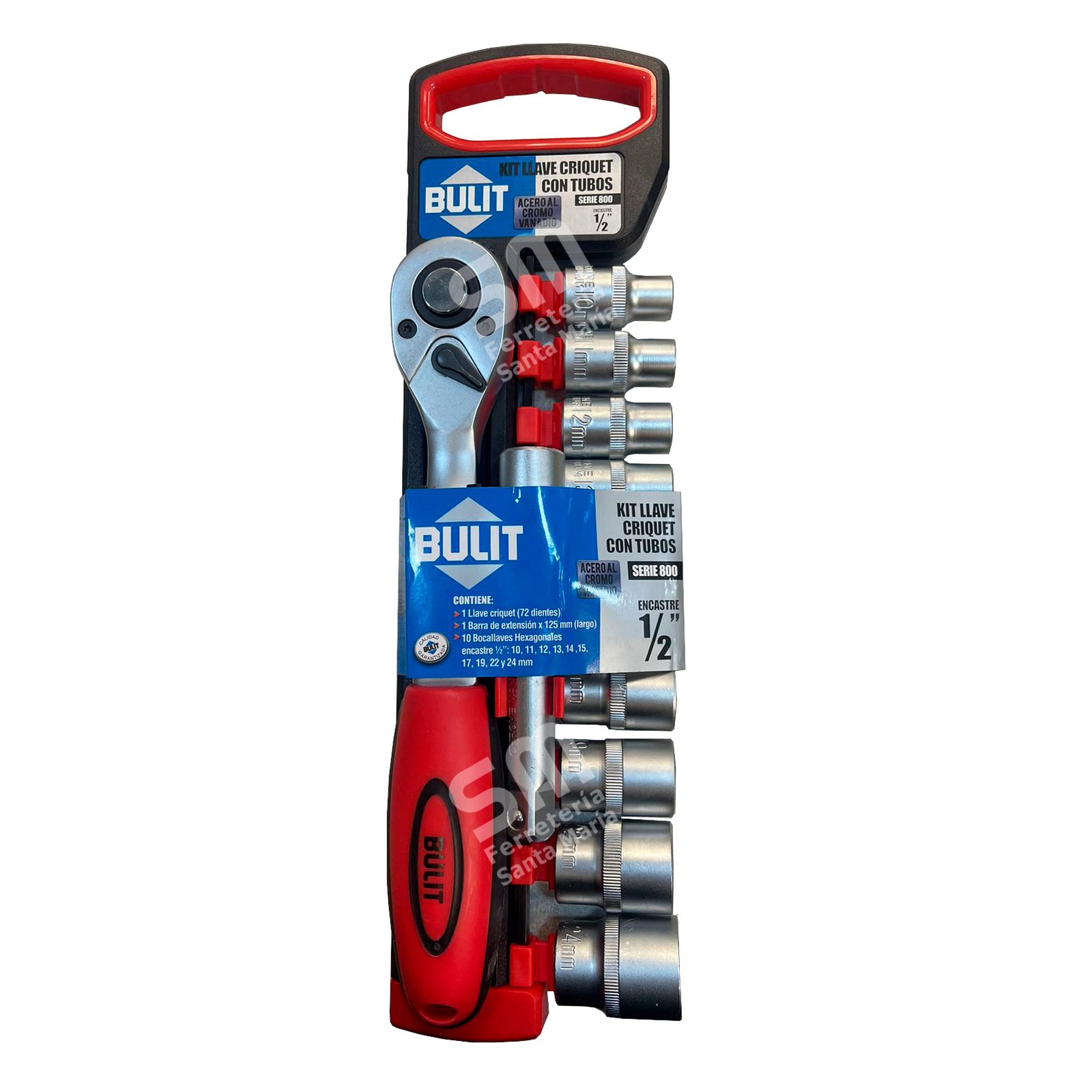 Set Tubos Bocallaves Crique 1/2 y Extensor 12 Piezas Bulit
