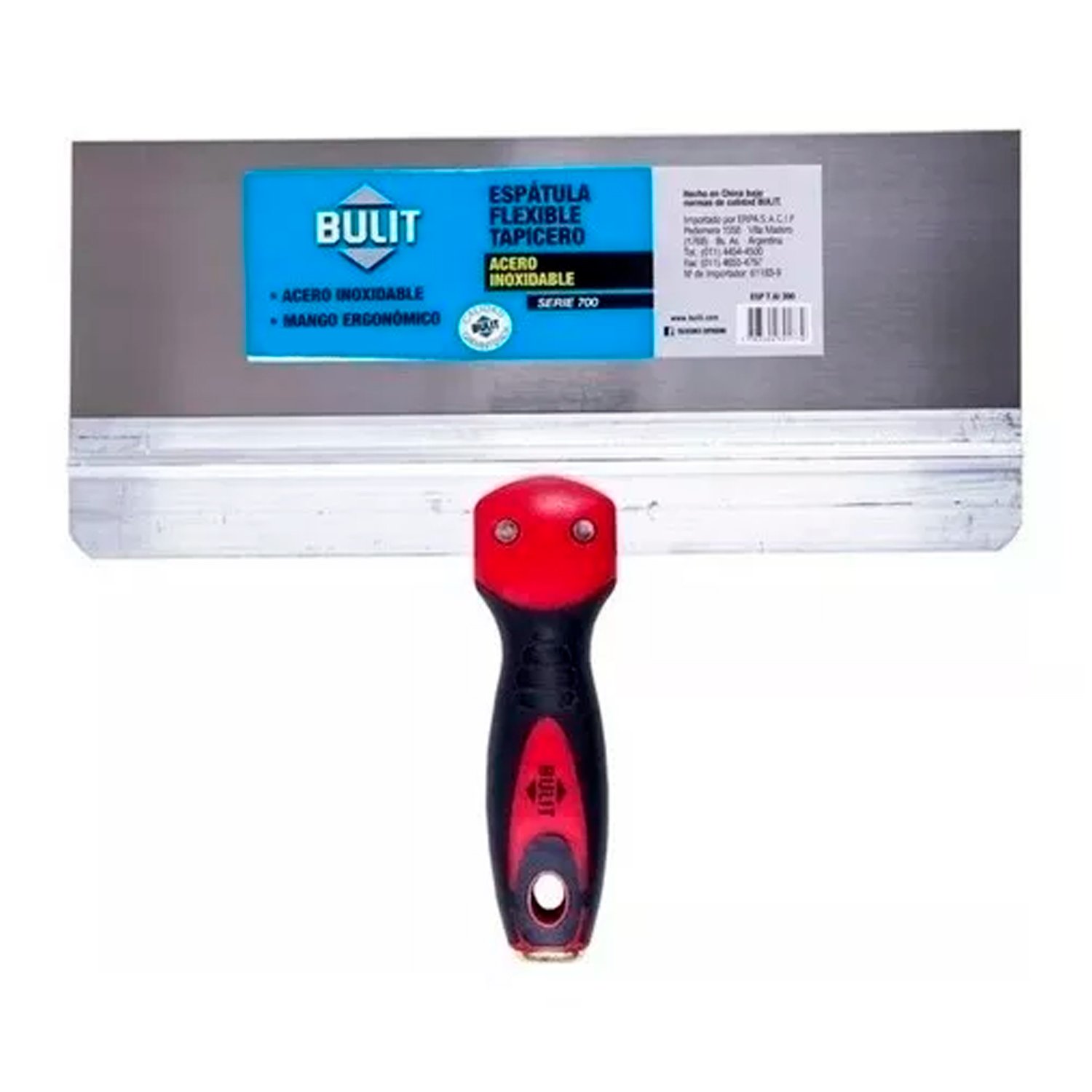 Espátula Flexible Tapicero Trabajo Seco Acero Inox. 25cm Bulit