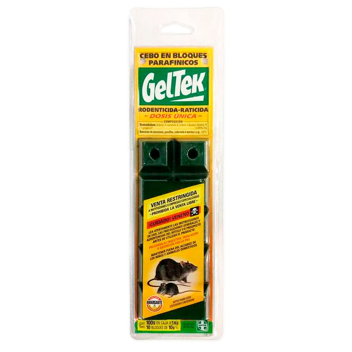Raticida P/ Laucha Rata Geltek Bloques X100g Cebo Parafinado