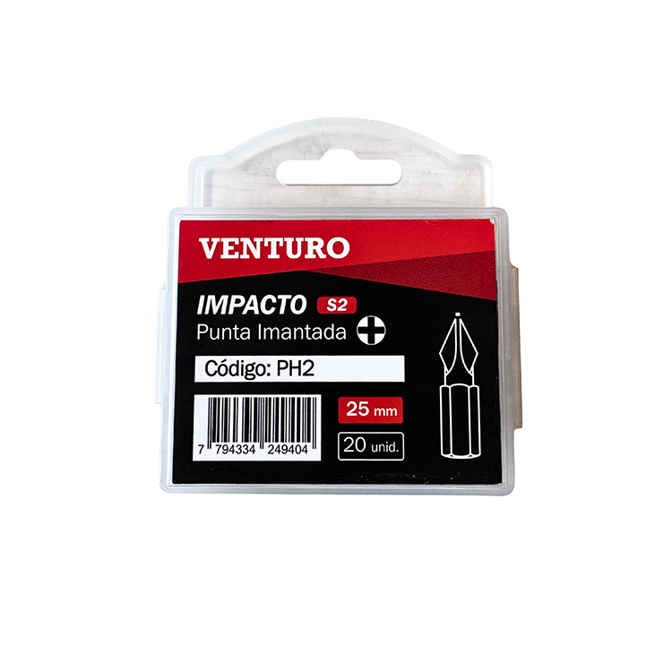 Punta Atornillador Ph2x25mm X20unid Impacto Imantada Venturo