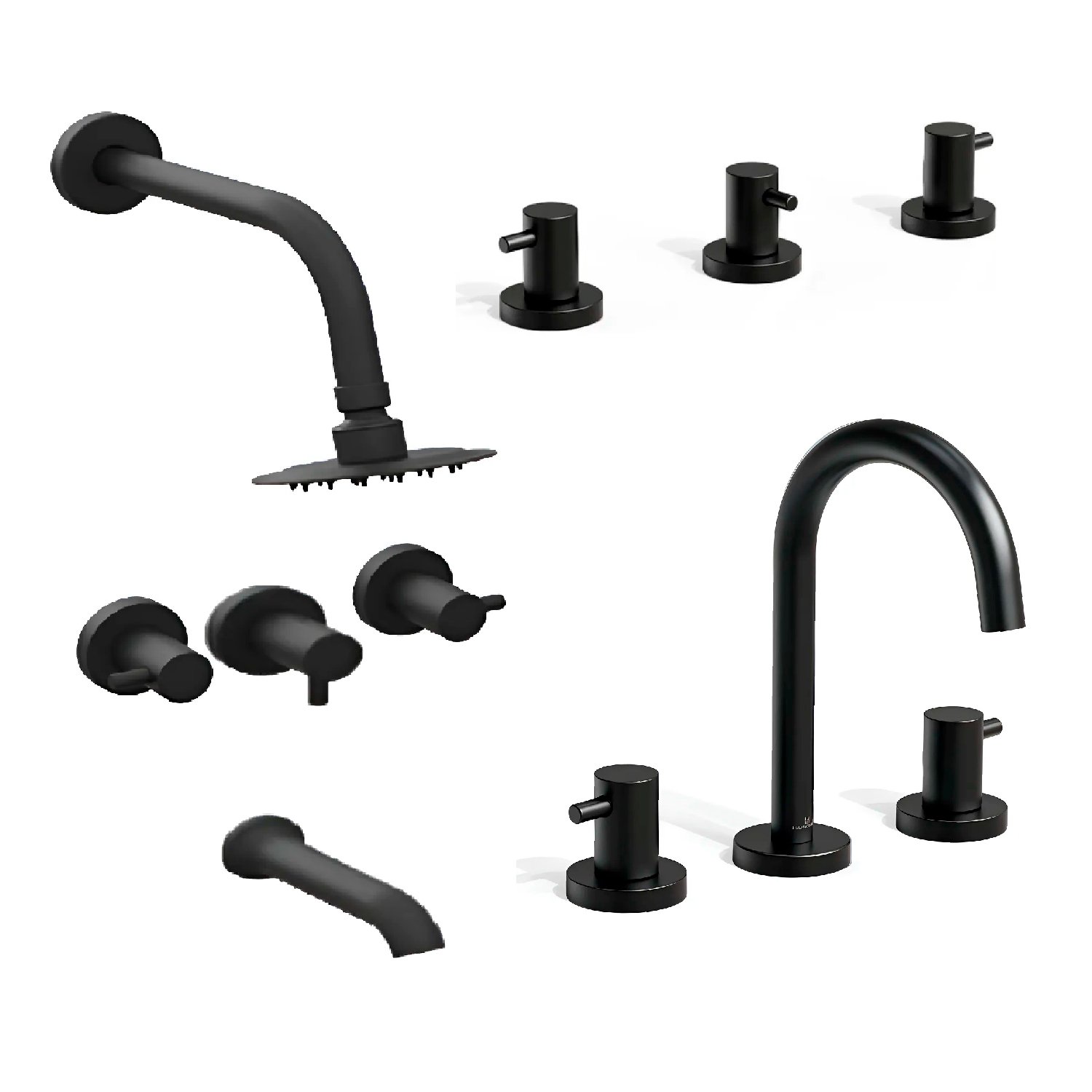 Combo Griferias Baño Completo Mini Black Hidromet