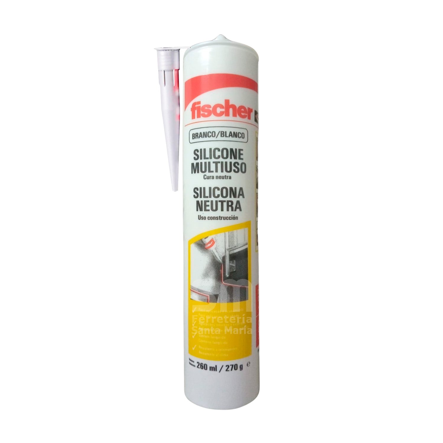 Sellador Silicona Neutra Blanca Fischer X 260ml · foto 1