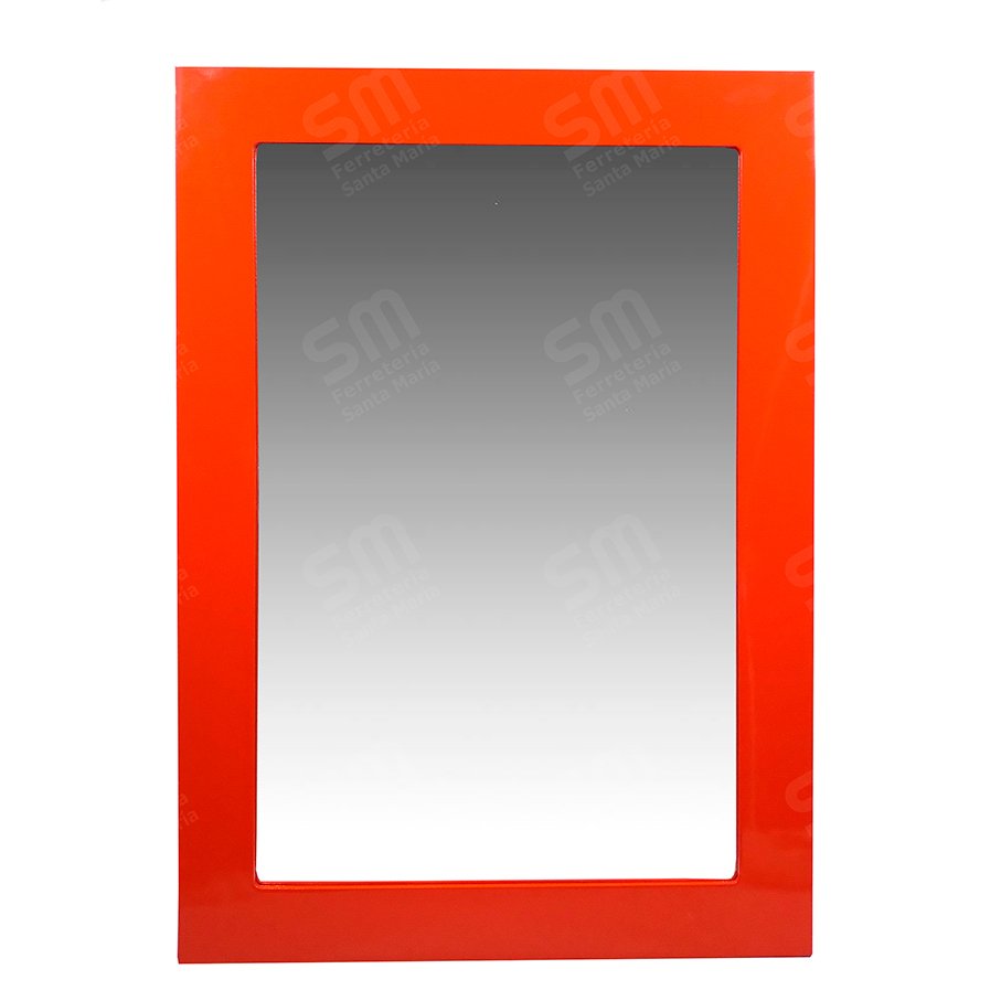 Espejo Pared Marco Madera Laqueado Naranja Oscuro 50x70 Cm