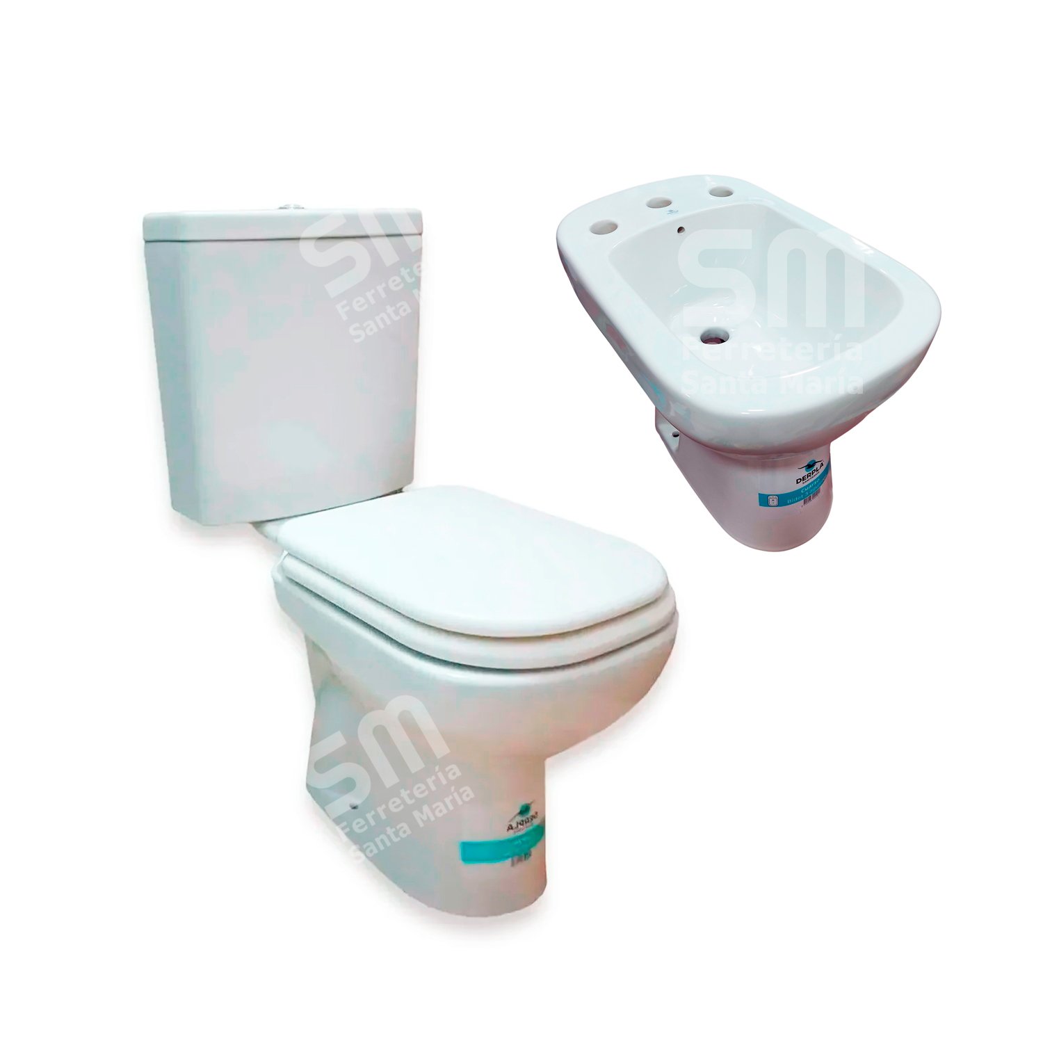 INODORO LARGO + DEPOSITO + BIDET + TAPA H CROMO PRINGLES CUARZO