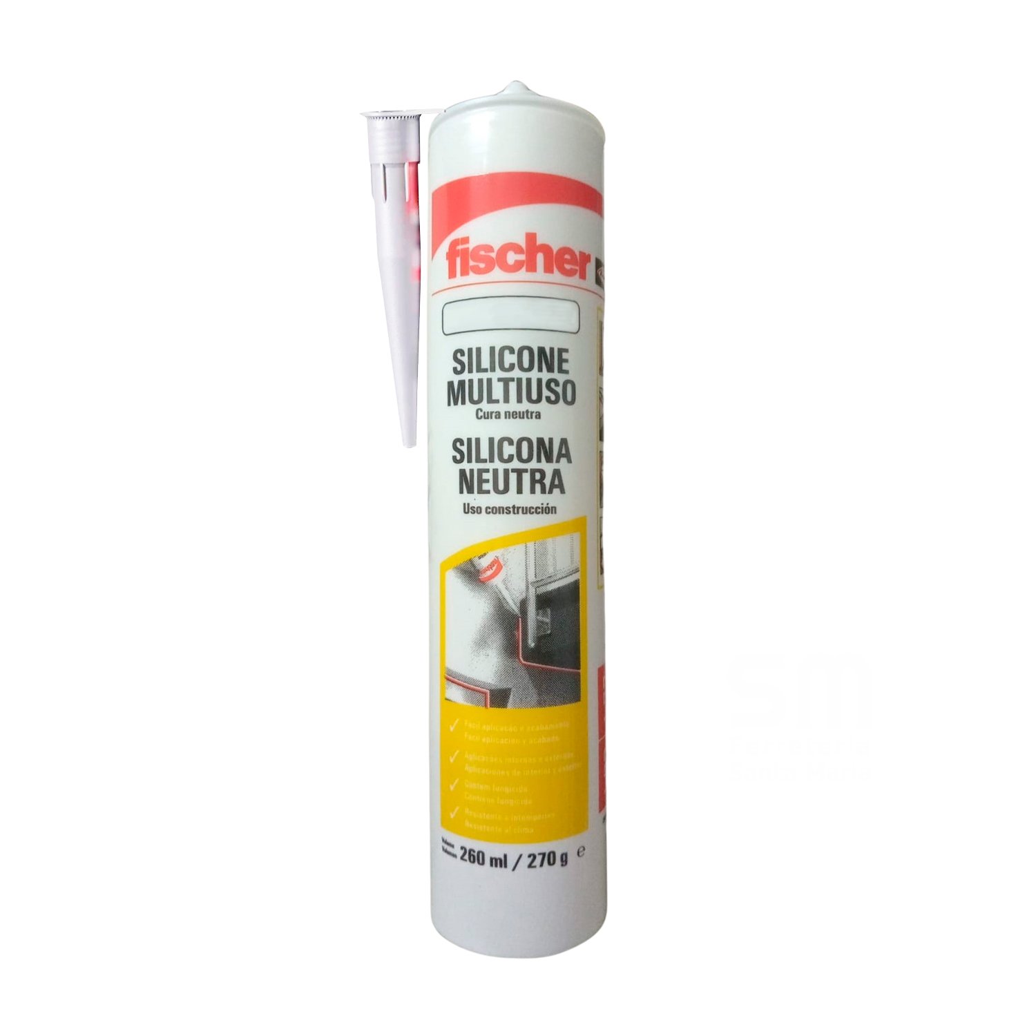 Silicona Neutra Fischer - Multiuso Incolora - Cartucho 260ml