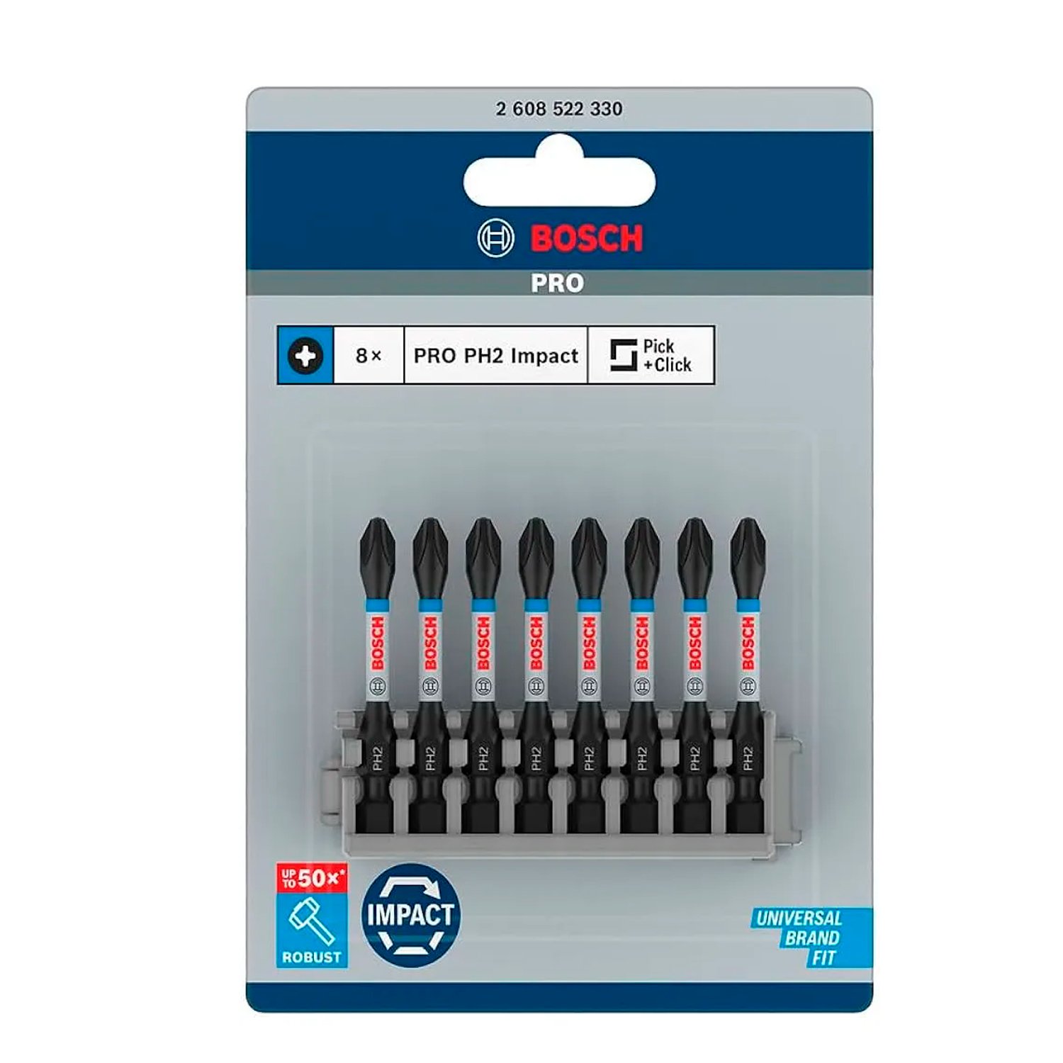 Set Juego 8 Puntas Ph2 X50mm Bosch Impact Control 2608522330