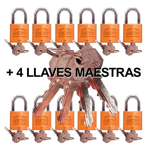 Candado C/ Llave Maestra Sekur 40 Bronce Doble Traba X 12 un