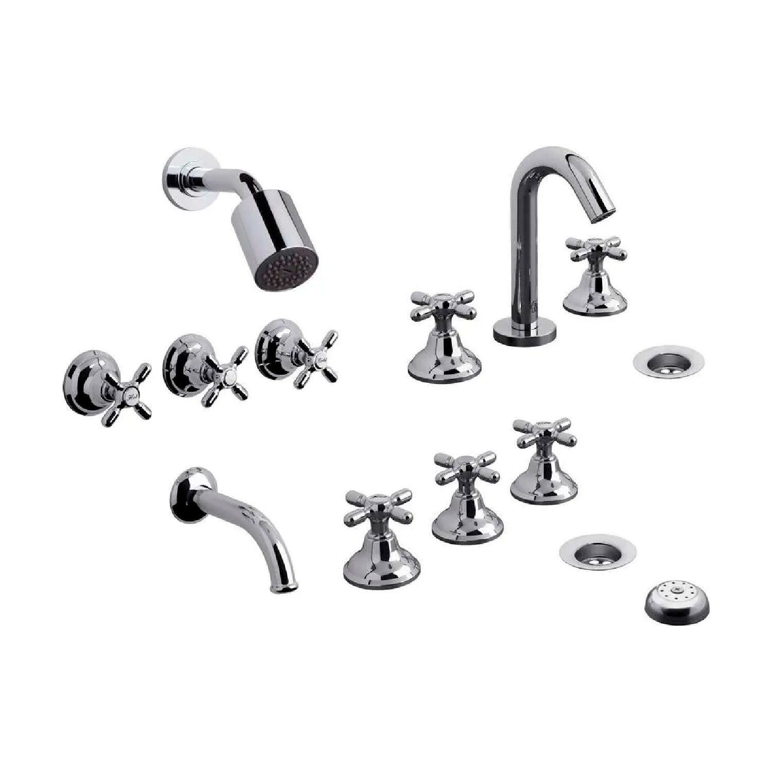 Combo Griferia Baño Completo Cromo Newport Plus Fv