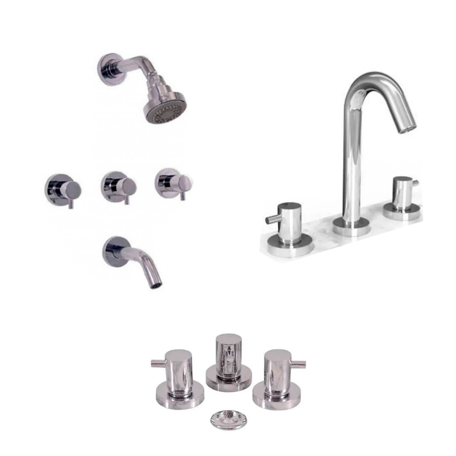 Juego Griferia Completa Bidet + Lavatorio + Ducha Bona Lever