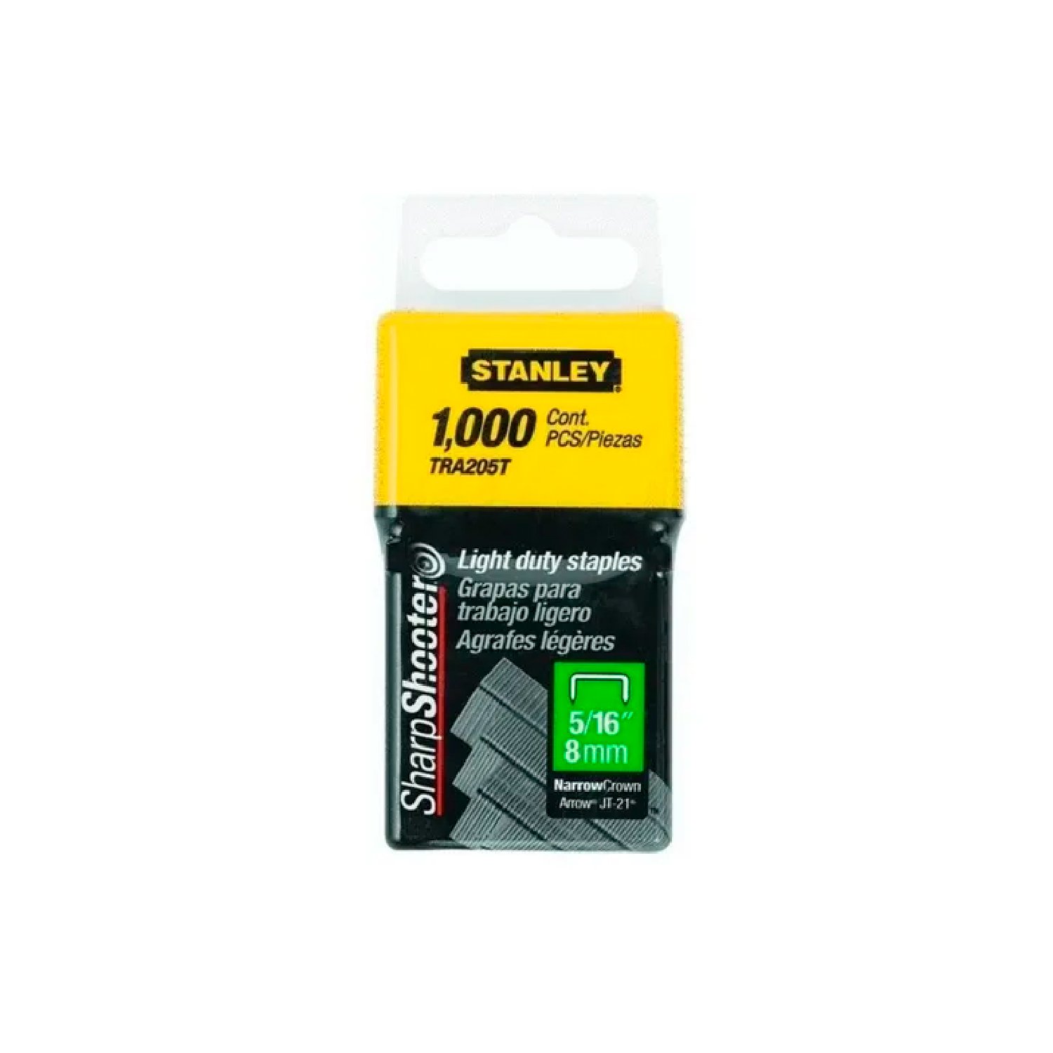 Grapas Stanley Tra205t X 1000 Unid 5/16 (8mm) P/ Uso Ligero