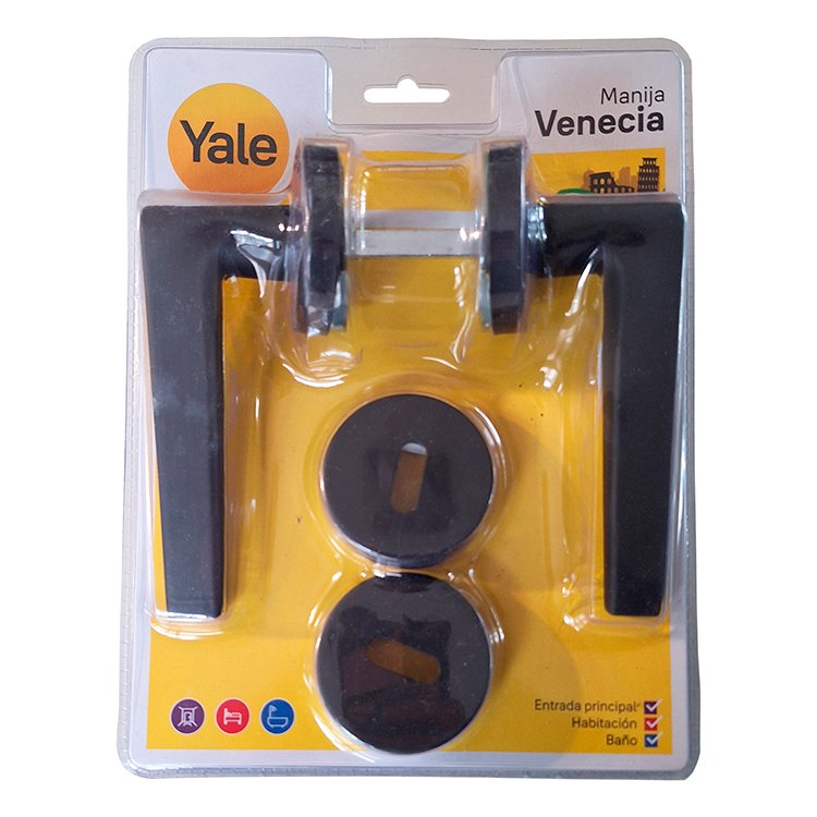 Manija Venecia Negro Mate Picaporte Doble Ac. Inox. Yale