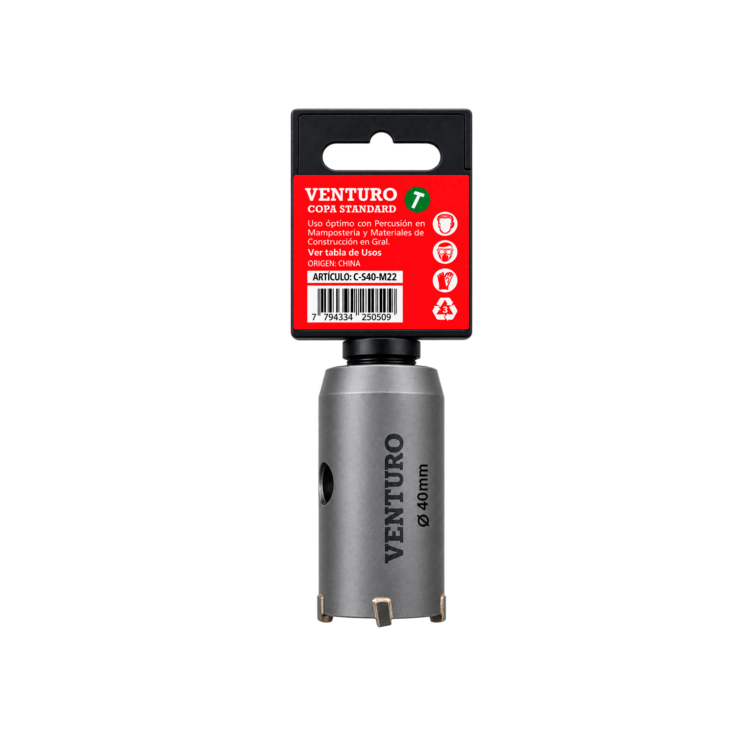 Sierra Copa Widia Venturo Ø 40mm M22 Sds Plus P/ Pared
