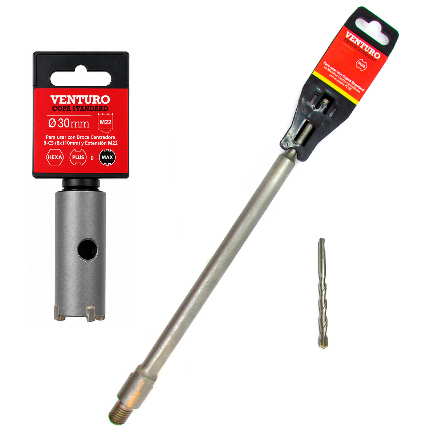 Kit Copa Widia Ø 30mm + Extensión Sds Plus + Broca Venturo